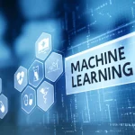 Primo piano di uno schermo di computer che mostra grafici di dati colorati di machine learning sovrapposti a un design pulito di un sito web sanitario, con icone mediche stilizzate sfocate sullo sfondo. Illuminazione controllata da studio, obiettivo prime 35mm, profondità di campo accentuata sullo schermo.
