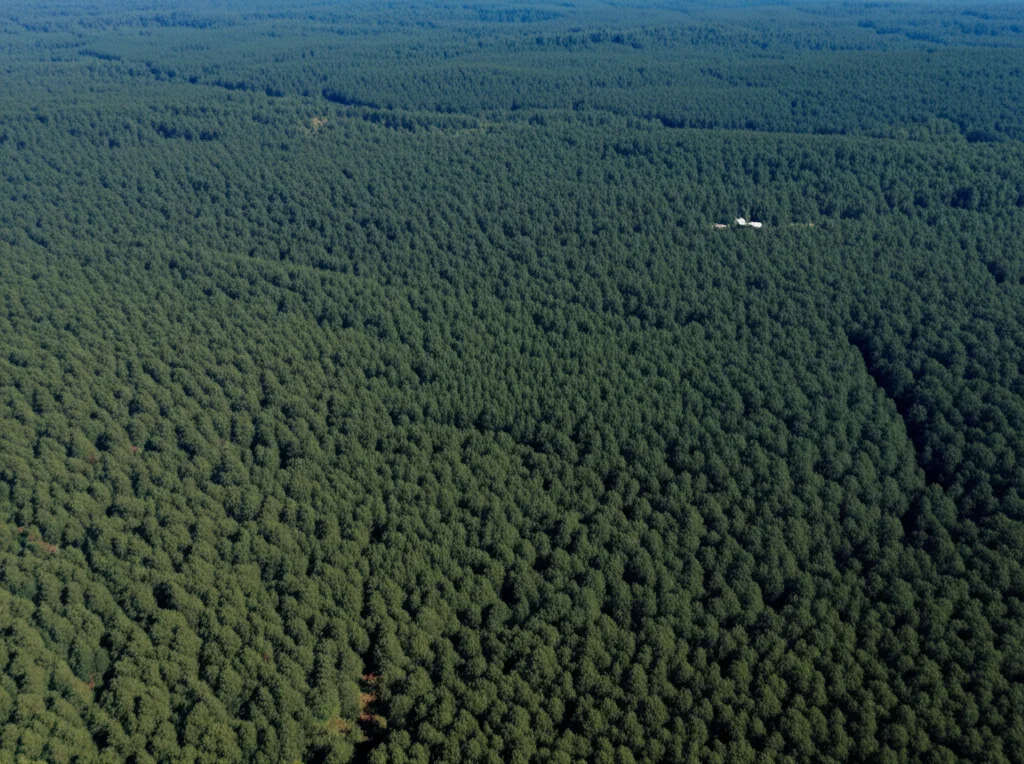 Veduta aerea mozzafiato di una vasta area forestale nella Penisola Iberica, che mostra un mosaico di tipi di foresta con diverse altezze e densità di chioma. Fotografia paesaggistica scattata da alta quota, obiettivo grandangolare 20mm, luce solare diffusa, alta risoluzione, colori naturali vibranti, messa a fuoco nitida sull'intera estensione.