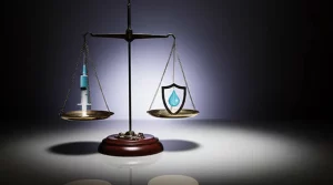 Immagine concettuale che mostra una bilancia morale, da un lato una siringa sicura (simbolo di cura e riduzione del danno), dall'altro simboli di autorità e purezza (es. uno scudo, una goccia d'acqua pura), rappresentando il conflitto di valori riguardo ai servizi di consumo supervisionato. Illuminazione drammatica, alta definizione, lente 50mm.