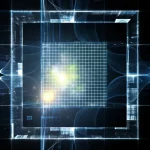 Immagine concettuale astratta che rappresenta l'integrazione di dati eterogenei (simboleggiati da forme geometriche e colori diversi fluttuanti) che convergono fluidamente verso uno standard unificato (simboleggiato da una struttura a griglia ordinata e luminosa al centro), stile fotorealistico con illuminazione drammatica e profondità di campo.