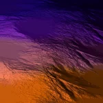 Visualizzazione 3D fotorealistica di dati geofisici aerei corretti con il metodo Curvelet adattivo, mostrando chiaramente le strutture geologiche sottostanti senza errori a strisce, illuminazione drammatica che evidenzia i rilievi, alta definizione.