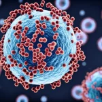 Visualizzazione 3D fotorealistica di nanomateriali sferici (simili a Fmoc-Lys) in una soluzione biologica, circondati da vescicole più piccole (esosomi) che aderiscono alla loro superficie formando una corona biologica. Ambientazione astratta bio-scientifica, illuminazione drammatica controllata che evidenzia le texture, obiettivo macro 90mm, alta definizione, messa a fuoco precisa sulla corona esosomiale.