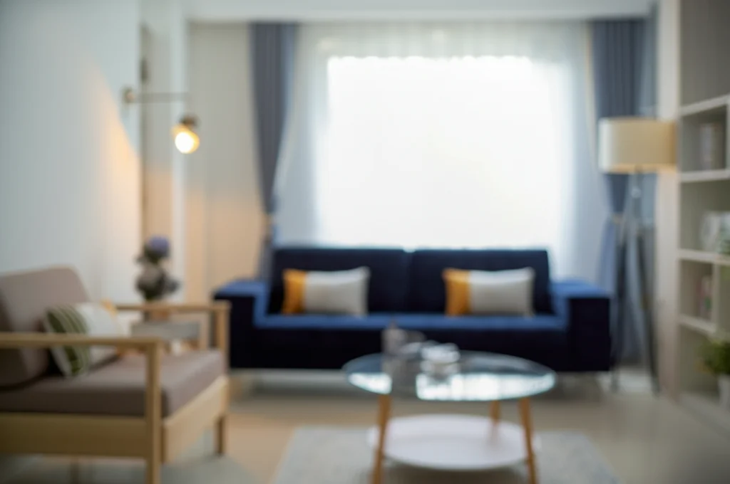 Visione artificiale avanzata: un'intelligenza artificiale analizza un ambiente interno complesso, come un soggiorno, identificando la scena e segmentando ogni oggetto (divano, tavolo, lampada, finestra). Stile fotorealistico, obiettivo 24mm prime, profondità di campo che sfoca leggermente lo sfondo, illuminazione d'ambiente realistica, alta definizione.