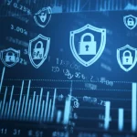 Immagine astratta concettuale che rappresenta la statistica e la privacy. Dati numerici fluttuanti e grafici stilizzati si mescolano con simboli di scudi o lucchetti. Utilizzo di un obiettivo prime da 50mm con profondità di campo ridotta per mettere a fuoco alcuni elementi chiave, mentre altri restano sfocati a simboleggiare l'incertezza e la protezione. Illuminazione drammatica laterale.