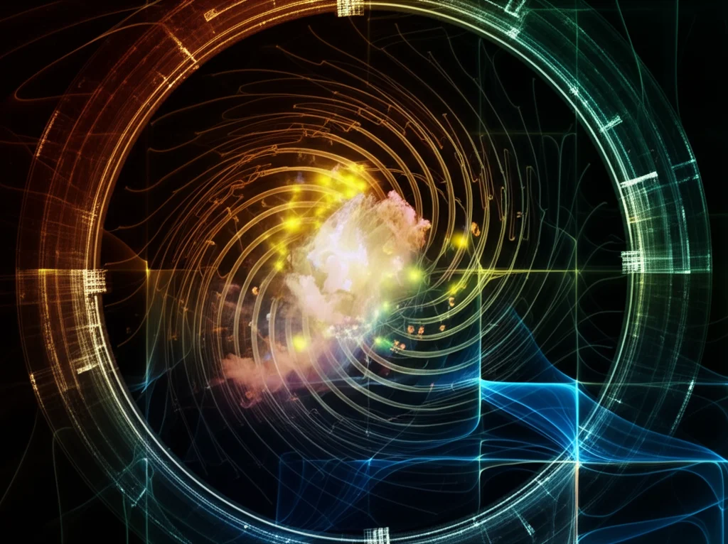 Visualizzazione artistica astratta che combina spirali di numeri primi con grafici di funzioni complesse e ondulate (le 'funzioni strane'), evocando il metodo del cerchio e la teoria dei numeri analitica, colori vibranti ma armoniosi, stile digitale, high detail.