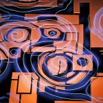 Primo piano fotorealistico di una cella unitaria di metamateriale double-negative (DNG) compatta, con risonatori circolari e rettangolari concentrici in rame lucido su un substrato scuro Rogers RT 5880. Intagli a 45 gradi visibili. Onde energetiche stilizzate bluastre interagiscono con la superficie. Obiettivo macro 90mm, alta definizione, illuminazione drammatica controllata, profondità di campo ridotta.
