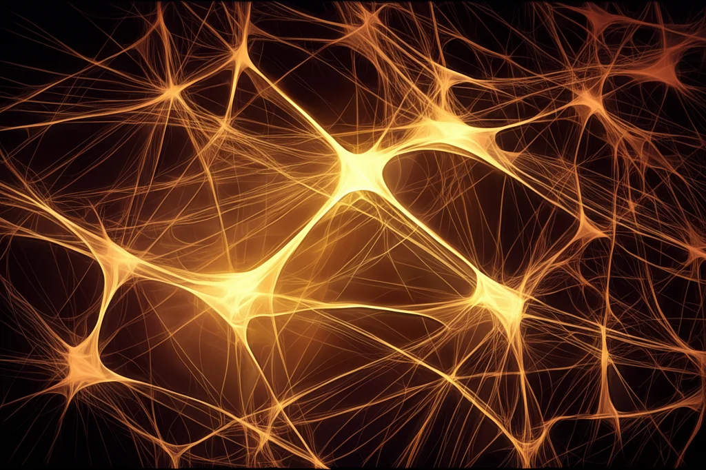 Visualizzazione astratta di una rete neurale convoluzionale con strati luminosi interconnessi su sfondo scuro, che analizza un'immagine di un tessuto etiope, stile futuristico high-tech.