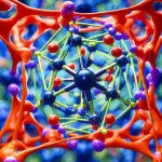 Visualizzazione artistica e fotorealistica di una rete neurale equivariante che analizza la struttura atomica di un materiale cristallino sottoposto a un campo elettrico, evidenziando la polarizzazione indotta. Macro lens, 80mm, high detail, controlled lighting, focus sulla interazione campo-materia.