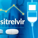 Immagine fotorealistica che mostra simbolicamente il confronto tra Ensitrelvir (una pillola) e Remdesivir (una flebo) in un ambiente ospedaliero stilizzato, con un grafico di andamento positivo sullo sfondo, obiettivo 50mm, luce drammatica, alta definizione.