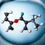 Immagine fotorealistica di una reazione chimica in un pallone da laboratorio, con molecole stilizzate di Cp*ZnZnCp* (legame Zn-Zn evidente) che si avvicinano a un analogo del carbene (atomo centrale Si/Al/Ga/In), simboleggiando il processo di addizione riduttiva. Illuminazione drammatica da laboratorio, obiettivo macro 85mm, alta definizione dei dettagli molecolari.