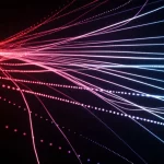 Rappresentazione astratta della combinazione di due complessi insiemi di dati (insiemi di Pareto) per trovare soluzioni ottimali (somma di Pareto), visualizzata come scie luminose intersecanti o nuvole di punti che convergono su una frontiera efficiente. Alto dettaglio, illuminazione cinematografica, obiettivo primario 50mm.