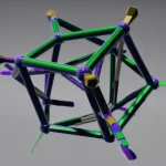 Illustrazione fotorealistica astratta che confronta la struttura geometrica complessa di un multipliedro (m,n)-multiplihedron con quella derivata, leggermente più semplice, di un politopo di Hochschild (m,n)-Hochschild polytope, evidenziando le connessioni geometriche e combinatorie tra i due. Wide-angle lens, 20mm, sharp focus, illuminazione diffusa.