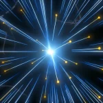 Visualizzazione artistica del concetto di 'multiverso esplicativo', mostrando una rete complessa di percorsi luminosi interconnessi che si diramano nello spazio tridimensionale, partendo da un punto focale e divergendo verso molteplici destinazioni. Stile futuristico high-tech, lente wide-angle 15mm, long exposure per enfatizzare i percorsi, sharp focus sui nodi di ramificazione.