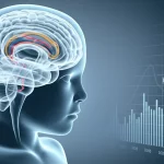 Immagine concettuale fotorealistica per la malaria cerebrale pediatrica: un cervello infantile stilizzato e traslucido mostra al suo interno vasi sanguigni con flusso alterato (alcuni troppo stretti, altri troppo larghi), sovrapposto a un grafico astratto che indica pressione e rischio. Illuminazione soffusa, obiettivo prime 35mm, profondità di campo, toni blu e grigi duotone, alta definizione.