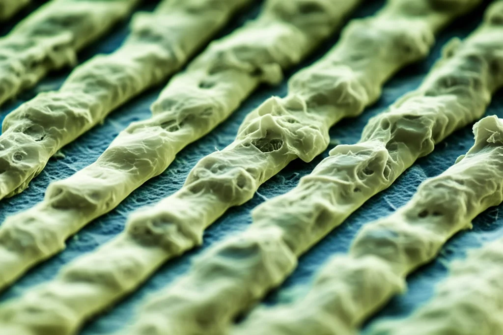 Immagine fotorealistica di un setup di elettrocatalisi CO2 in laboratorio, macro lens 90mm, con focus sull'elettrodo a diffusione gassosa modificato con il doppio strato metallo-organico, illuminazione controllata, alta definizione dei dettagli delle fibre polimeriche e della superficie del catalizzatore.