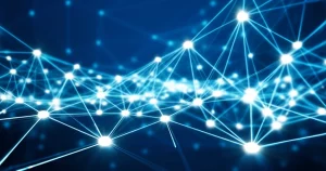 Immagine concettuale astratta di una rete neurale a grafo (GNN) che analizza un knowledge graph complesso e luminoso. Si evidenziano percorsi di dati distinti per i nodi sorgente e destinazione (discriminazione dei nodi) e archi potenziati che raccolgono attivamente informazioni (potenziamento degli archi). Wide-angle lens, 10mm, long exposure per catturare il flusso di dati, sharp focus sui meccanismi chiave, sfondo blu tecnologico.