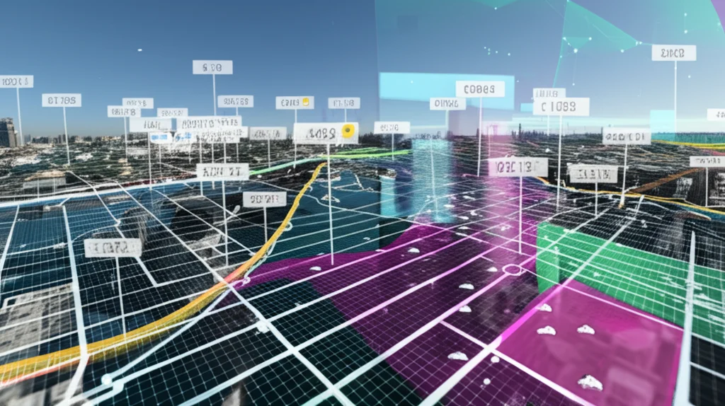 Visualizzazione 3D fotorealistica del gemello digitale di Sydney, con layer di dati sovrapposti che mostrano traffico e qualità dell'aria in tempo reale. Wide-angle lens 18mm, sharp focus, illuminazione dinamica che simula diverse ore del giorno.
