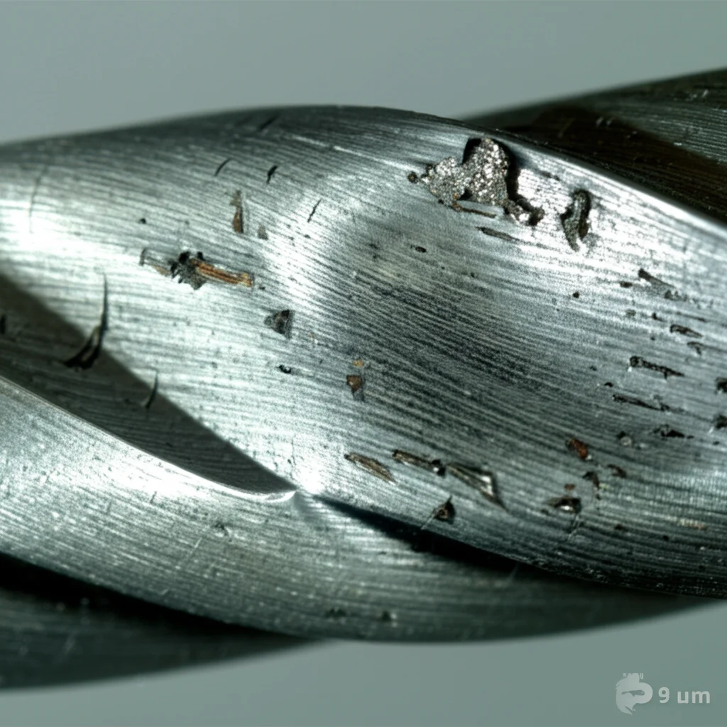 Primo piano macro (obiettivo 60mm) di una sezione trasversale di un bullone da roccia MDX dopo un test dinamico, mostrando la deformazione dell'acciaio. Illuminazione controllata per evidenziare i dettagli e le texture del metallo.
