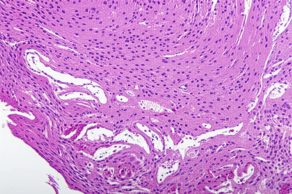 Fotografia macro di una sezione di tessuto renale che mostra chiaramente la differenza tra parenchima sano e aree con difetti focali simili a cicatrici, illuminazione laterale controllata per creare contrasto e dettaglio, obiettivo macro 90mm, alta definizione.