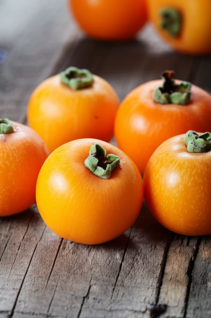 Fotografia still life di nespole giapponesi in diverse fasi di maturazione (da verde a giallo ad arancione), disposte su una superficie di legno rustico, con focus sui dettagli della buccia e della polpa, obiettivo macro 80mm, illuminazione da studio controllata.