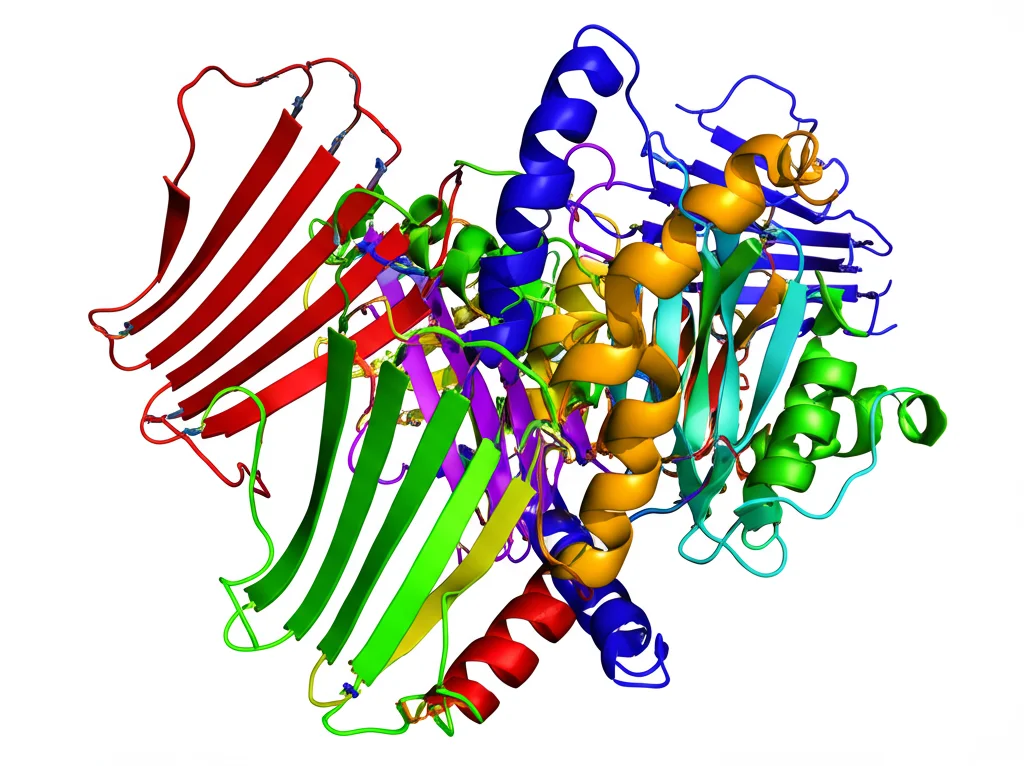 Schermata di un software di bioinformatica che mostra diversi modelli 3D di proteine vaccinali multi-epitopo in fase di progettazione, con epitopi colorati diversamente e collegati da linker, ambiente di lavoro di un ricercatore, alta definizione.