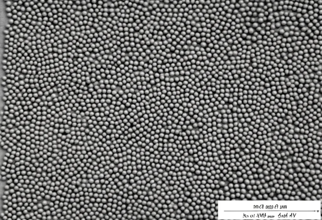 Macro fotografia, obiettivo da 100 mm, dettagli elevati, illuminazione controllata, che mostra polvere di metallo ti-6al-4V sferica utilizzata per la produzione additiva, evidenziando la sua consistenza e l'uniformità prima dell'inizio del processo di stampa.