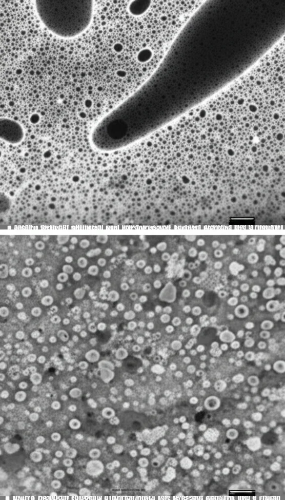 Confronto affiancato al microscopio elettronico: a sinistra, podociti sani con processi podalici fitti e regolari; a destra, podociti esposti a iperglicemia con processi appiattiti, fusi e ridotti. Dettagli fini, illuminazione laterale che accentua il danno strutturale, realismo scientifico, bianco e nero.