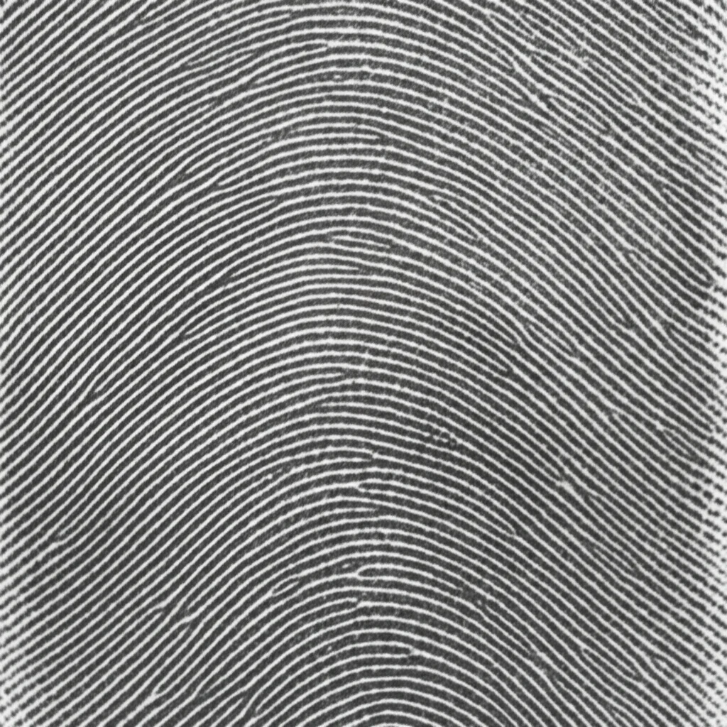 Visualizzazione astratta di un file binario trasformato in un'immagine in scala di grigi. Pattern complessi e texture visibili, simile a una radiografia digitale o a un'impronta digitale unica. Obiettivo macro 60mm, messa a fuoco precisa, illuminazione laterale.