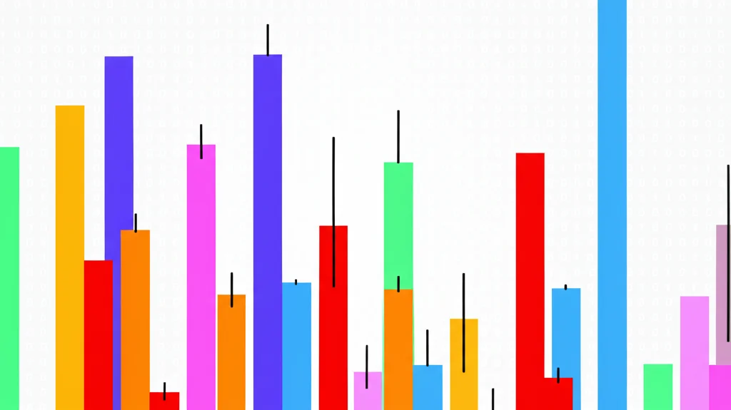 Grafico scientifico astratto che mostra livelli di espressione genica con barre di diversi colori, rappresentazione concettuale dei risultati della qPCR per IL-8, sfondo digitale.