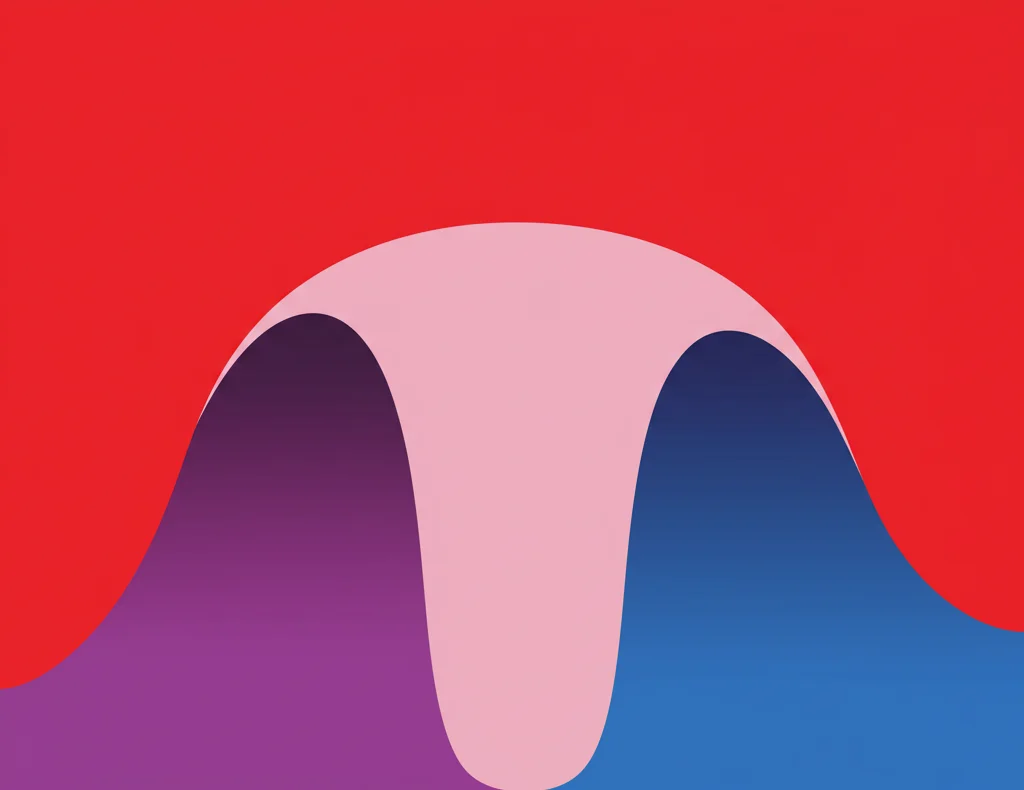 Grafico stilizzato che mostra una linea di opinione degli elettori che si piega per seguire la linea di opinione di un leader politico, colori primari brillanti, design piatto, a simboleggiare il fenomeno del 'following the leader'.