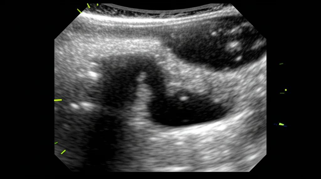 Primo piano di una vescica sana visualizzata tramite cistoscopia o imaging medico avanzato, con pareti lisce e senza segni di infiammazione, simboleggiando la guarigione dopo il trattamento. High detail, controlled lighting, macro lens 100mm.