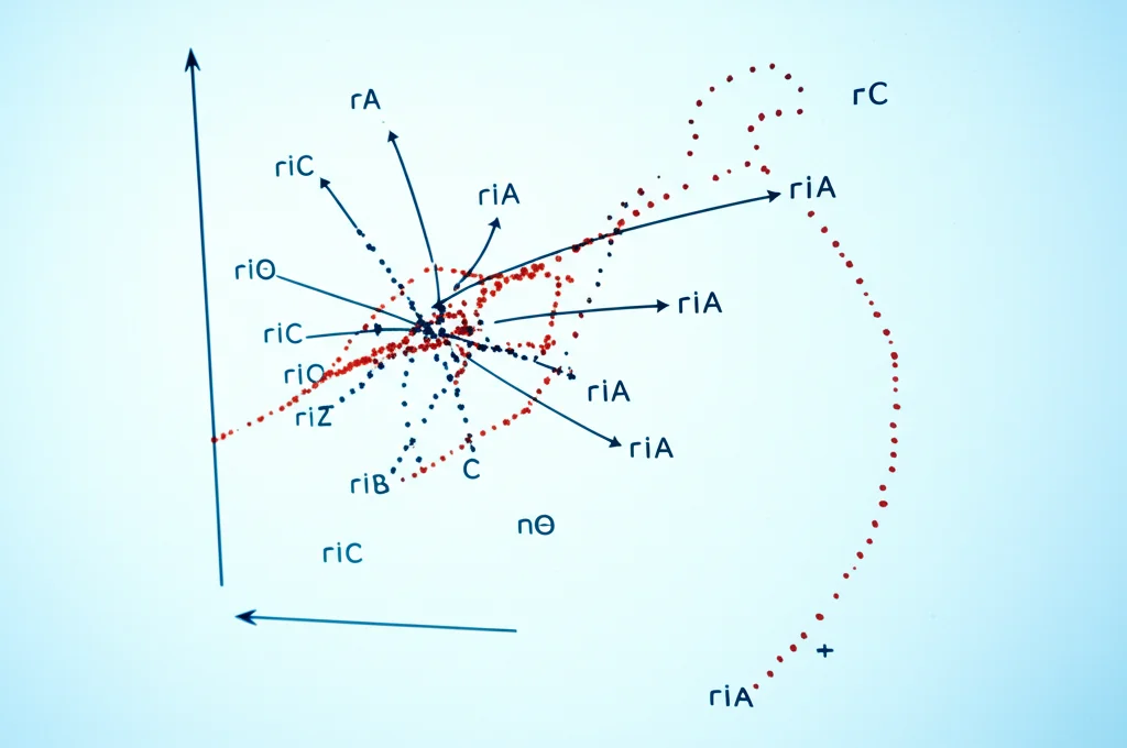 Diagramma di biforcazione complesso visualizzato su uno schermo o lavagna luminosa, che mostra punti di instabilità e caos, simboleggiando i rischi nascosti nella gestione delle quote. Luce fredda, messa a fuoco nitida.