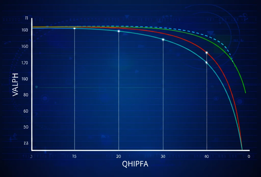 Grafico di convergenza stilizzato che mostra la curva di QHIPFA scendere rapidamente verso un valore ottimale basso, superando altre curve (algoritmi concorrenti) che convergono più lentamente o si bloccano a livelli superiori. Sfondo digitale high-tech.