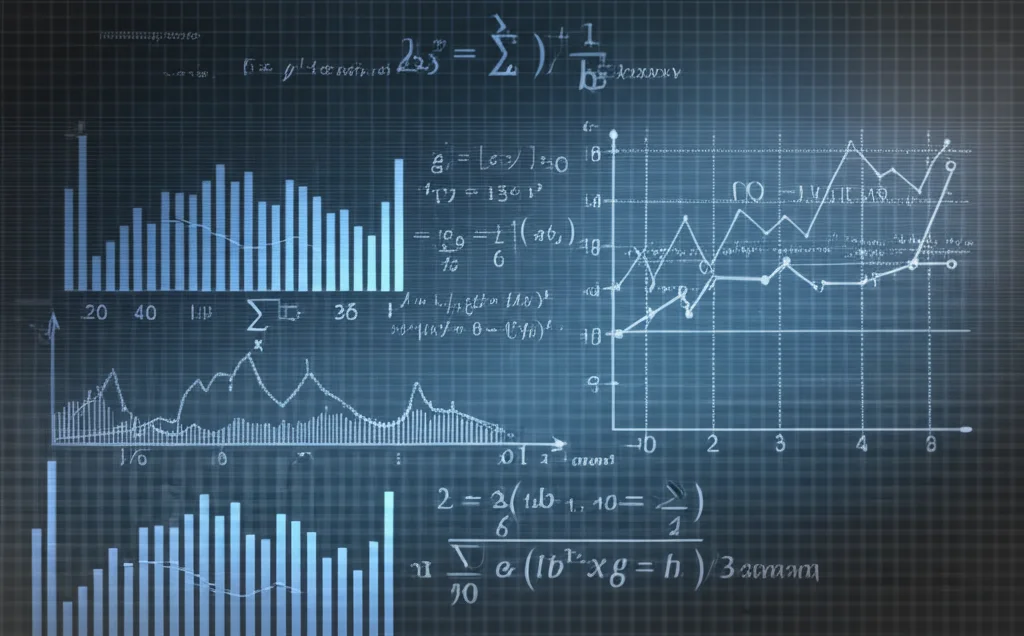 Rappresentazione astratta dell'attività cerebrale che si fonde con grafici e equazioni matematiche, prime lens 24mm, profondità di campo, duotone blu e grigio, simboleggiando la modellizzazione matematica delle dinamiche neurali.