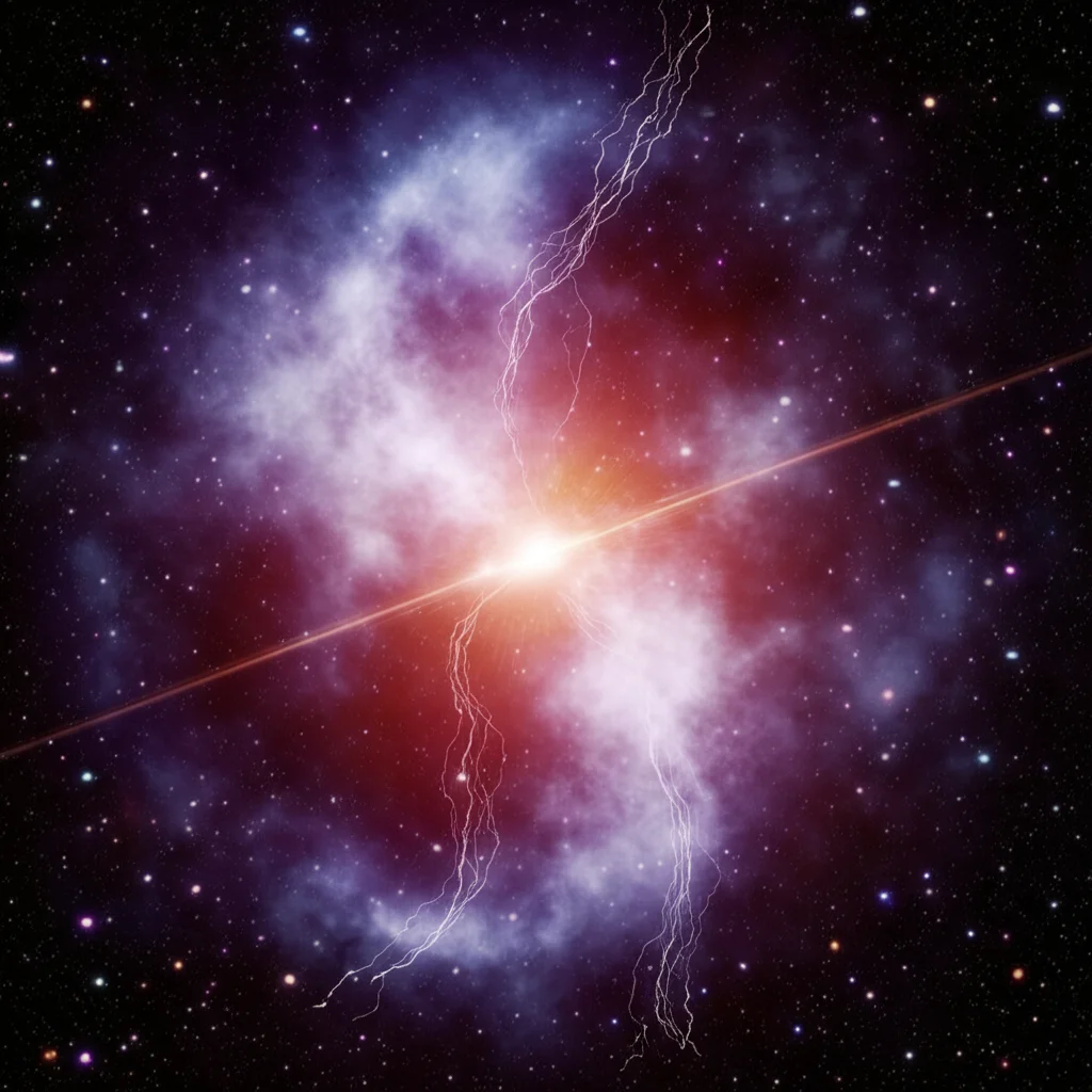 Visualizzazione artistica fotorealistica di una densa stella di quark immersa nello spazio profondo, con un alone diffuso e traslucido di materia oscura che la circonda e interagisce debolmente con essa. Si vedono deboli filamenti energetici che collegano le due componenti. Astronomical wide-angle lens, 15mm, long exposure time, sharp focus sui dettagli della stella e dell'alone, colori cosmici intensi.