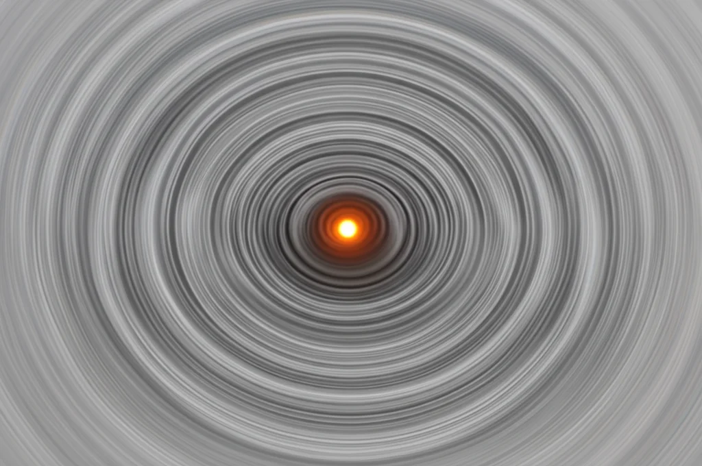 Visualizzazione scientifica fotorealistica di onde concentriche simili a increspature nello spaziotempo che emanano da una stella compatta pulsante al centro. Le onde rappresentano le onde gravitazionali generate dalle oscillazioni del modo-f della stella. Telephoto zoom, 200mm, fast shutter speed per catturare il movimento delle onde, action tracking, luce drammatica che evidenzia le onde.