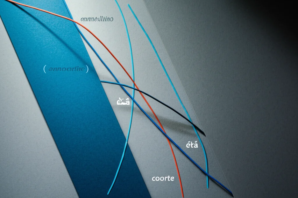 Grafico stilizzato che mostra tre linee curve intersecanti (età, periodo, coorte) su uno sfondo astratto blu e grigio duotone, rappresentante l'analisi statistica dei dati sul fumo, alta definizione, illuminazione controllata.