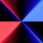 Immagine concettuale di due frecce colorate che rappresentano blocchi politici, una si divide per la competizione del primo turno e poi tenta di ricongiungersi, con qualche perdita, per il secondo turno, simboleggiando il trasferimento di voti in elezioni a doppio turno. Illuminazione drammatica, obiettivo 50mm, effetto duotone blu e rosso per evidenziare la divisione e la potenziale unione.