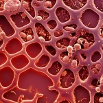 Macro lens shot, 60mm, high detail, precise focusing, controlled lighting, showing abstract microbial shapes representing bacteria and fungi found in bile.