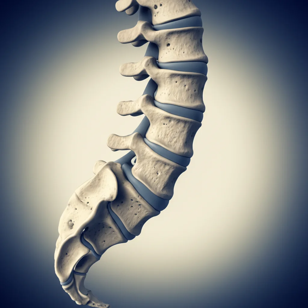 Illustrazione medica di alta qualità che mostra una colonna vertebrale affetta da scoliosi idiopatica e la sua potenziale correlazione con anomalie cardiache, prime lens, 35mm, con un effetto duotone seppia e blu scuro per un impatto visivo sofisticato, profondità di campo accentuata.