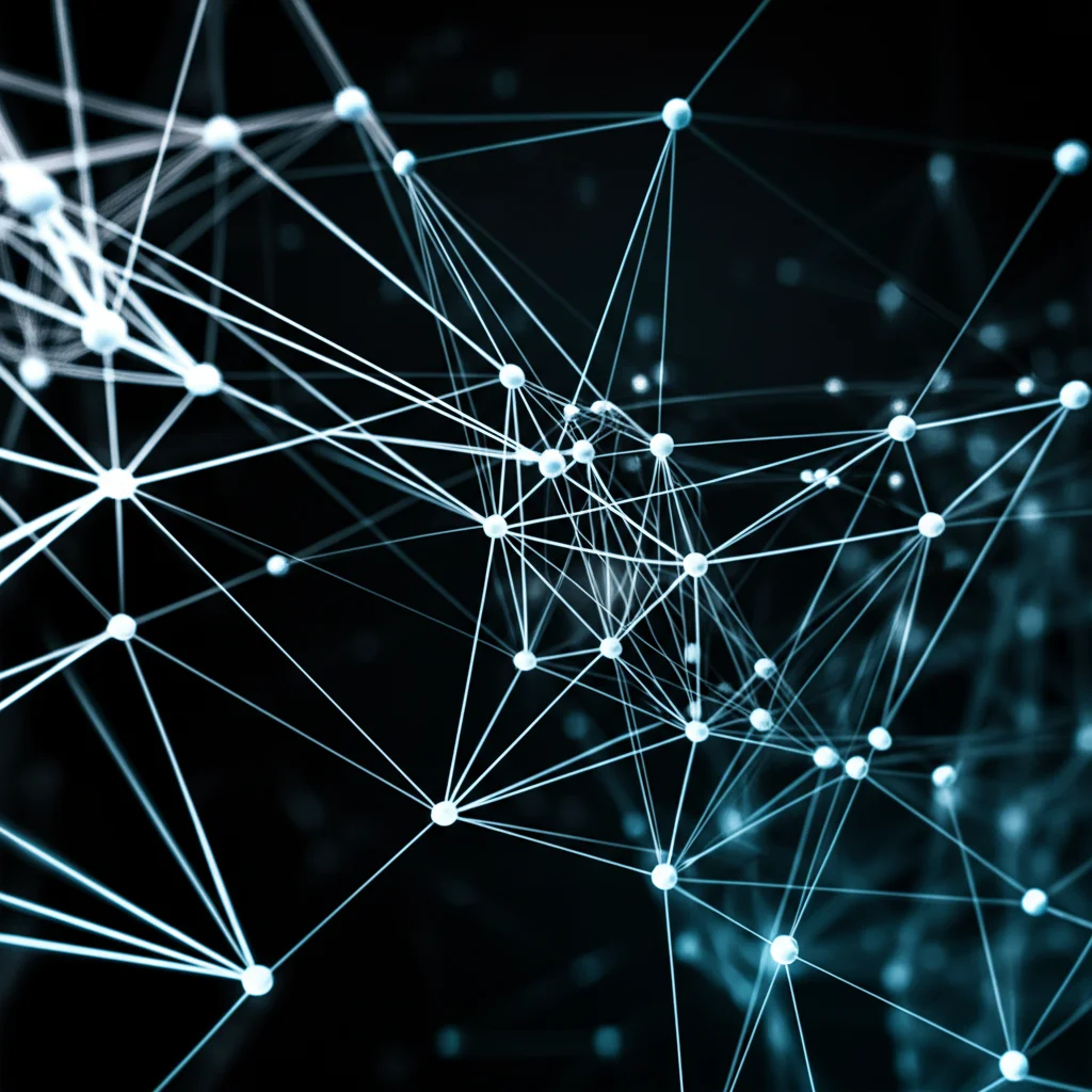 Immagine concettuale che mostra una rete neurale stilizzata sovrapposta a strutture molecolari di farmaci per il Parkinson. Illuminazione drammatica stile film noir, obiettivo prime 35mm, profondità di campo ridotta per focalizzare l'attenzione sull'intersezione tra biologia e computazione.