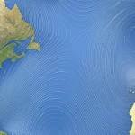Veduta aerea grandangolare 20mm del Mediterraneo Orientale e del Medio Oriente in estate, con cieli sereni e un'atmosfera che suggerisce un'insolita calma dovuta all'indebolimento della circolazione atmosferica estiva, lunga esposizione per un mare liscio.
