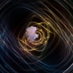 An abstract photorealistic image representing superposed spacetime generating quantum entanglement, featuring overlapping or layered geometric structures with vibrant, complex networks of glowing lines connecting them. High detail, precise focusing, controlled lighting.