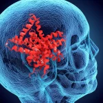 Immagine concettuale di un osso affetto da osteomielite con l'enzima COX-2 evidenziato in rosso brillante all'interno delle cellule infiammatorie del midollo osseo. Una molecola di celecoxib, rappresentata schematicamente, si lega all'enzima COX-2, bloccandone l'attività. Macro lens, 80mm, high detail, controlled lighting, duotone blu (per l'osso sano) e arancione/rosso (per l'infiammazione e COX-2) per un forte contrasto visivo.