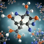 Photorealistic macro image of a complex molecule, symbolizing stability in a biological environment.