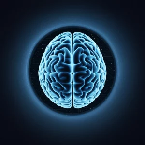 Immagine concettuale che rappresenta la dualità della divulgazione ReS: da un lato un cervello luminoso che simboleggia l'innovazione trasparente e la divulgazione aperta, dall'altro una cassaforte semiaperta da cui fuoriescono dati frammentati e oscurati, a simboleggiare la divulgazione selettiva o manipolata. Prime lens, 35mm, duotone blu e grigio scuro, depth of field per mettere a fuoco la dualità.
