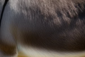 Immagine fotorealistica di un asino (Equus asinus) in un ambiente naturale, con un focus macro sulla texture della sua pelle nella regione del fianco/torace, catturata con un obiettivo macro 100mm per evidenziare i dettagli delle fibre e dei peli, illuminazione naturale controllata.