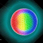 Visualizzazione fotorealistica di un microscopio elettronico a trasmissione a scansione (STEM) con un fascio di elettroni finemente focalizzato che sonda un campione cristallino ultrasottile. Si vedono i piani atomici del materiale e delle rappresentazioni grafiche dei momenti orbitali e di spin degli elettroni, evidenziati con colori brillanti. Illuminazione da laboratorio scientifico, obiettivo macro 80mm, alta definizione per mostrare i dettagli subatomici.