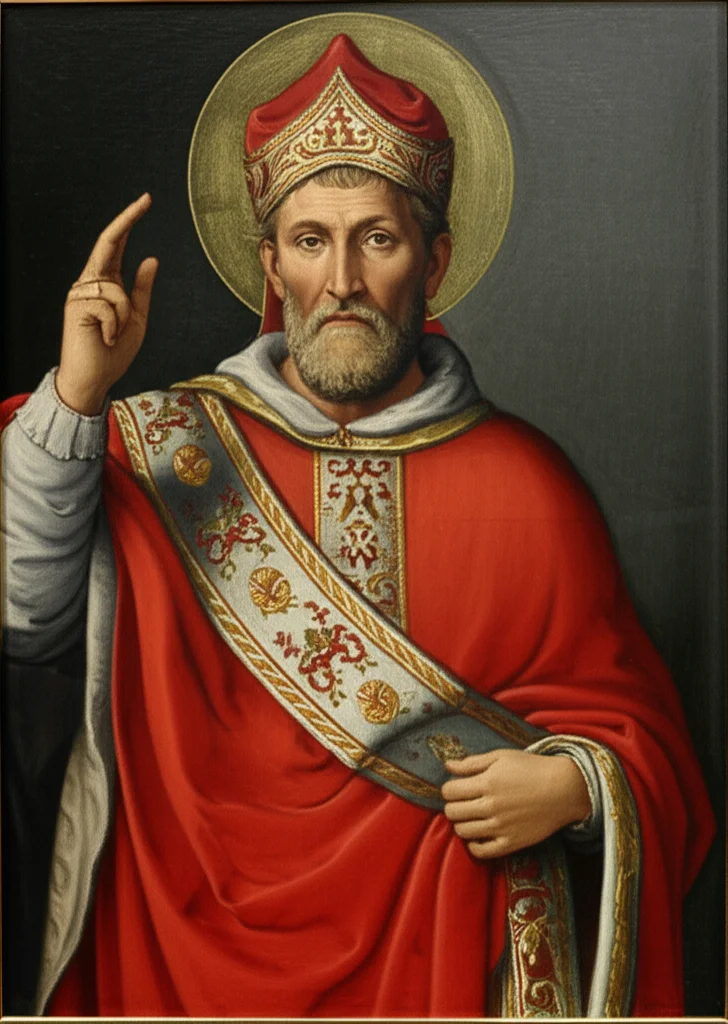 Illustrazione fotorealistica, antica di Papa Leo I Confrontando Attila The Hun Outside Roma, stile storico ed epico, lente da 85 mm, apertura f/3.5