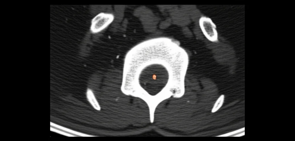 Immagine fotorealistica di una scansione TC a conteggio fotonico (PCCT) che mostra chiaramente la differenziazione tra proiettili di piombo e ottone all'interno di un fantoccio simulante tessuto umano. Illuminazione da laboratorio high-tech, obiettivo macro 90mm, alta definizione dei dettagli interni dei proiettili e dei diversi materiali.